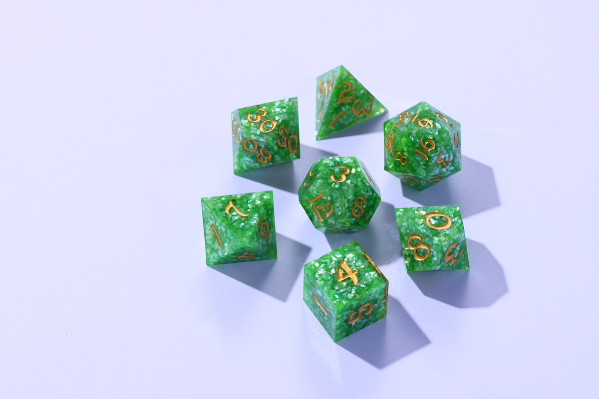 Evoke Shell Dice Set — Jade Tide