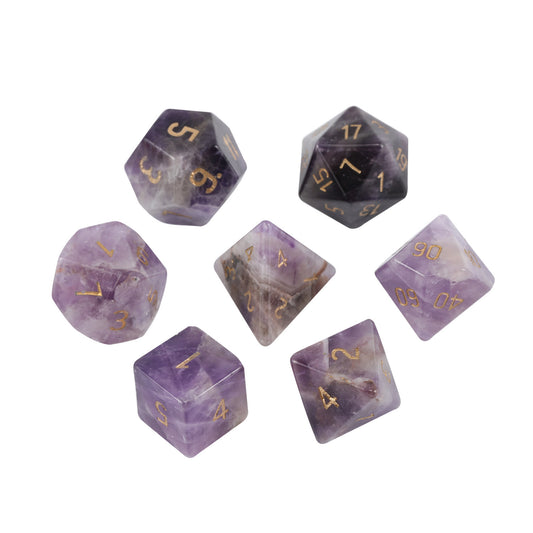 Natural Amethyst Dice Set