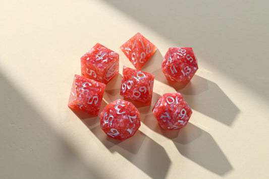 Evoke Shell Dice Set — Coral Dawn